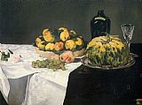 Edouard Manet Canvas Paintings - Still Life with Melon and Peaches 2